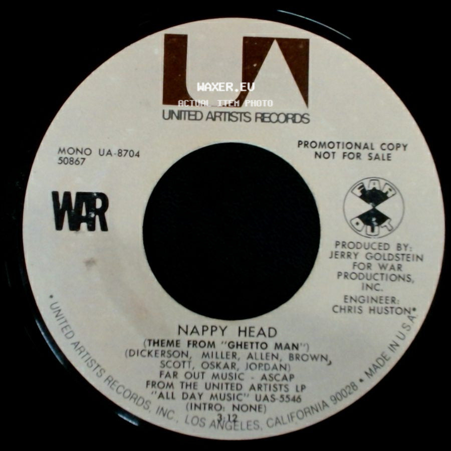 War - Nappy Head (Theme From "Ghetto Man") / Slippin' Into Darkness side A