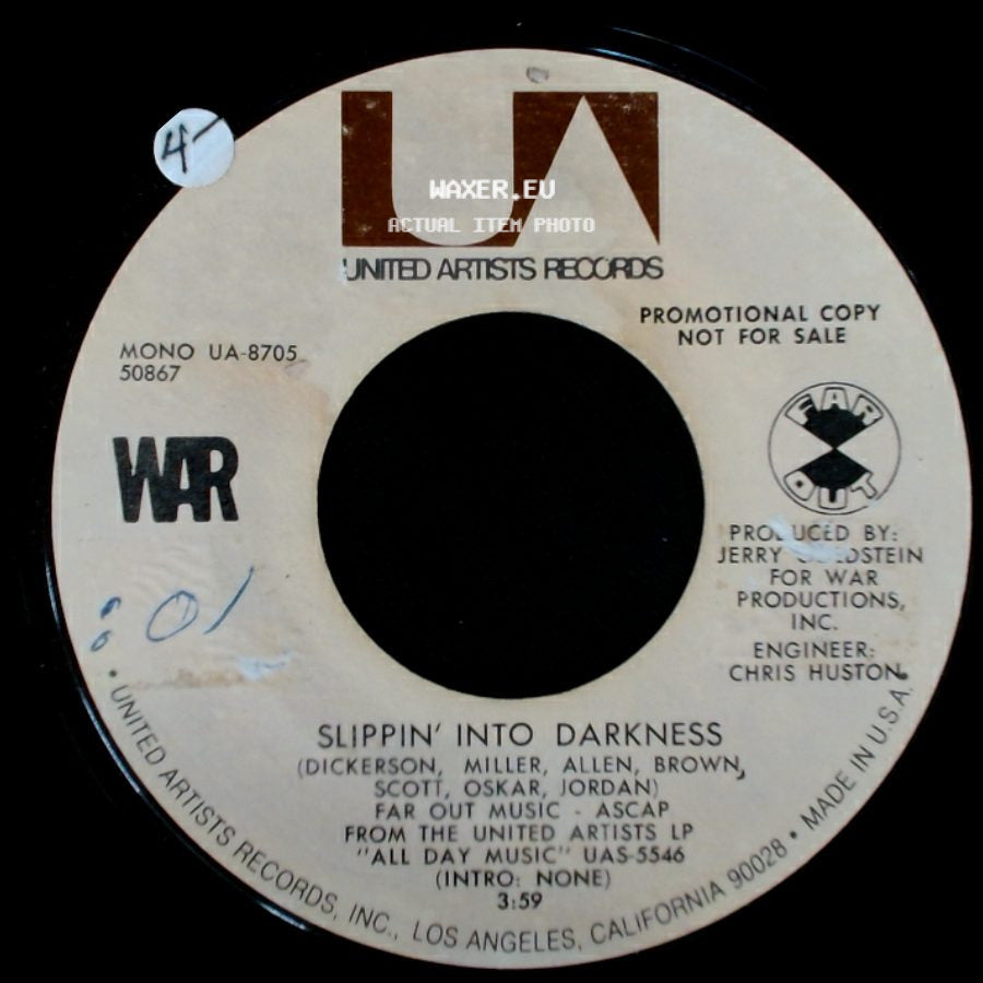 War - Nappy Head (Theme From "Ghetto Man") / Slippin' Into Darkness side B