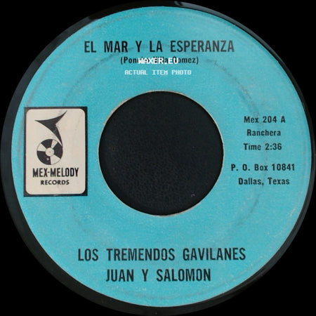 Los Tremendos Gavilanes Juan Y Salomon - El Mar Y La Esperanza (Poncho Villa Gomez) / Alma Mia side A