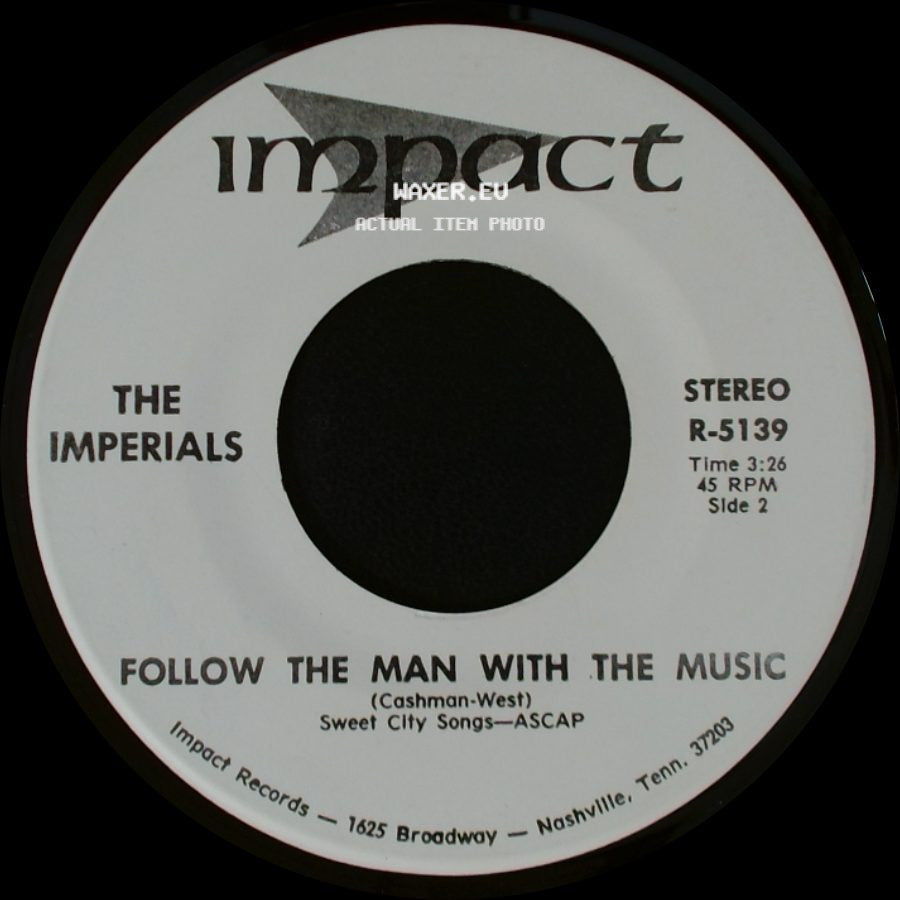 The Imperials - He's On His Way / Follow The Man With The Music side B