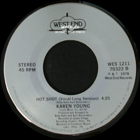 Karen Young - Hot Shot (Vocal-Short Version) / Hot Shot (Vocal-Long Version) side B