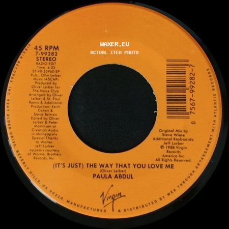 Paula Abdul - (It's Just) The Way That You Love Me / (It's Just) The Way That You Love Me side B