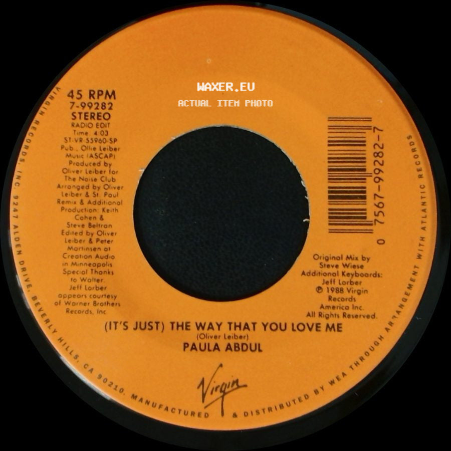 Paula Abdul - (It's Just) The Way That You Love Me / (It's Just) The Way That You Love Me side B