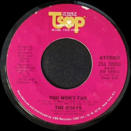 The O'jays - You'll Never Know (All There Is To Know 'bout My Love) / You Won't Fail side B
