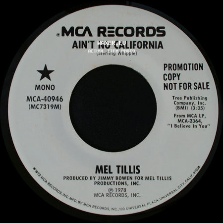 Mel Tillis - Ain't No California / Ain't No California side B
