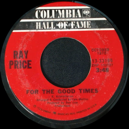 Ray Price - For The Good Times / I Won't Mention It Again side A