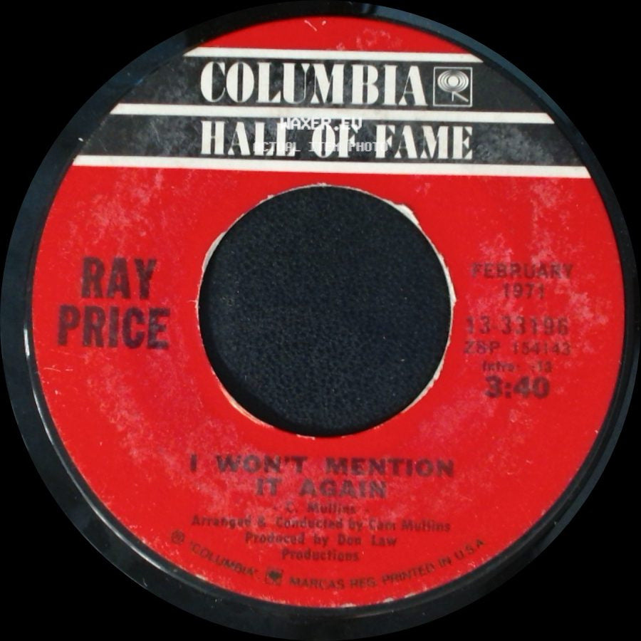 Ray Price - For The Good Times / I Won't Mention It Again side B