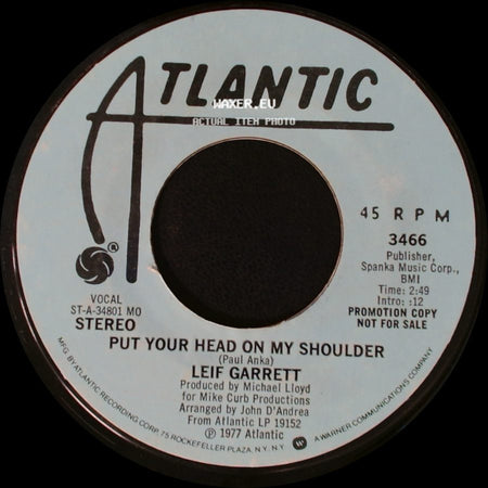 Leif Garrett - Put Your Head On My Shoulder / Put Your Head On My Shoulder side B