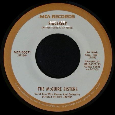 The Mcguire Sisters - Sugartime / Sincerely side B