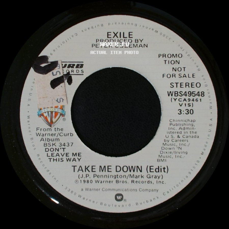 Exile - Take Me Down (Edit) / Take Me Down (Edit) side B