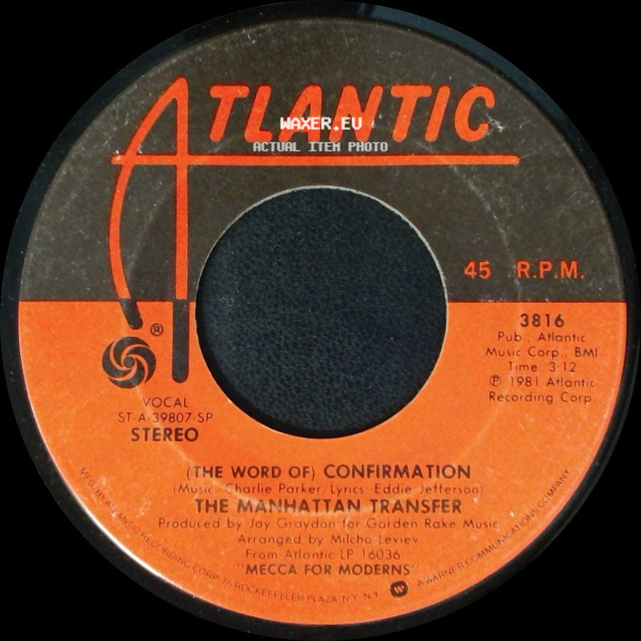 The Manhattan Transfer - Boy From New York City / (The Word Of) Confirmation side B