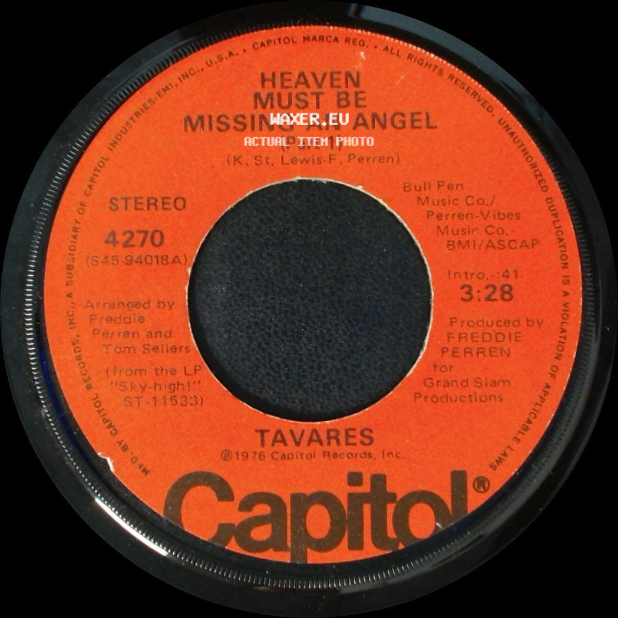 Tavares - Heaven Must Be Missing An Angel (Part 2) / Heaven Must Be Missing An Angel (Part 1) side B
