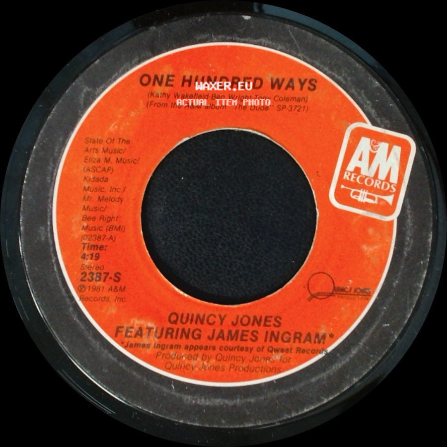 Quincy Jones Featuring James Ingram / Quincy Jones Featuring Toots Thielemans - One Hundred Ways / Velas side A