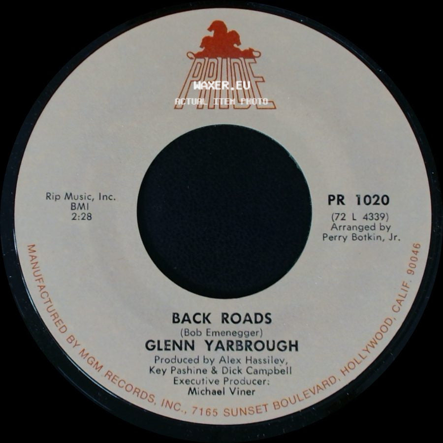 Glenn Yarbrough - Back Roads / Back Roads (Instrumental) side A