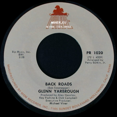 Glenn Yarbrough - Back Roads / Back Roads (Instrumental) side A