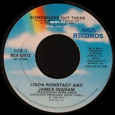 Linda Ronstadt And James Ingram - Somewhere Out There / Somewhere Out There (Instrumental) side B