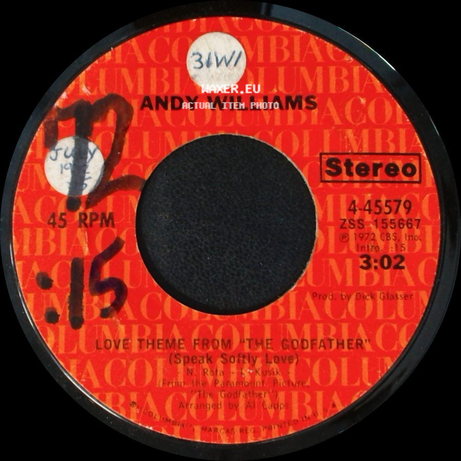 Andy Williams - Home For Thee / Love Theme From "The Godfather" (Speak Softly Love) side B