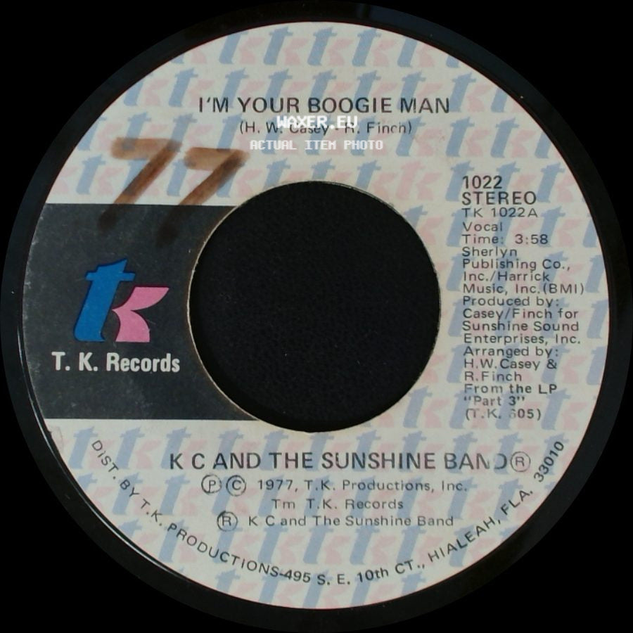 K C And The Sunshine Band - Wrap Your Arms Around Me / I'm Your Boogie Man side B