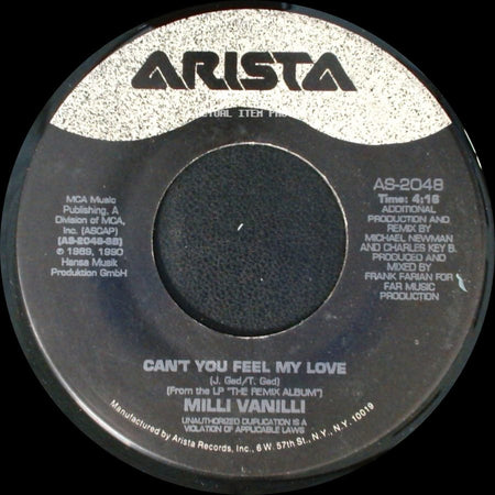 Milli Vanilli - Megamix / Can't You Feel My Love side B