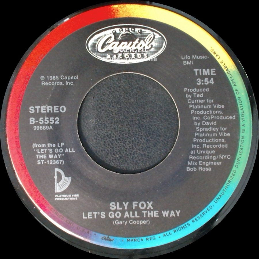 Sly Fox - Como Tu Te Llama? (What Is Your Name) (Reduced Remix) / Let's Go All The Way side B