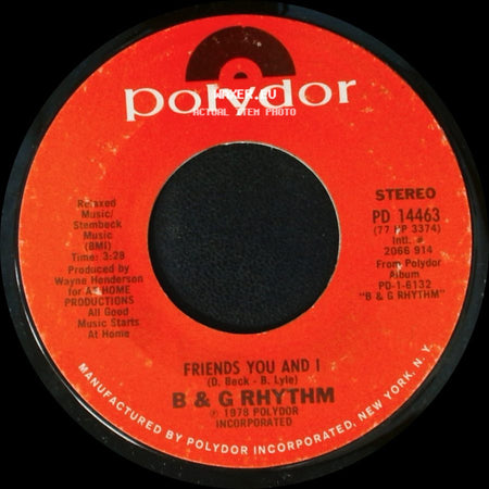 B & G Rhythm - (Sittin' On) The Dock Of The Bay / Friends You And I side B