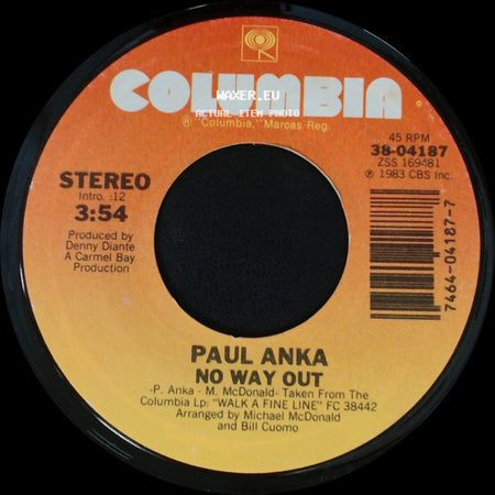 Paul Anka - No Way Out / Gimme The Word (Duet With Karla Devito) side A