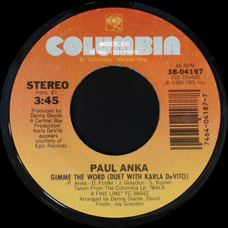 Paul Anka - No Way Out / Gimme The Word (Duet With Karla Devito) side B