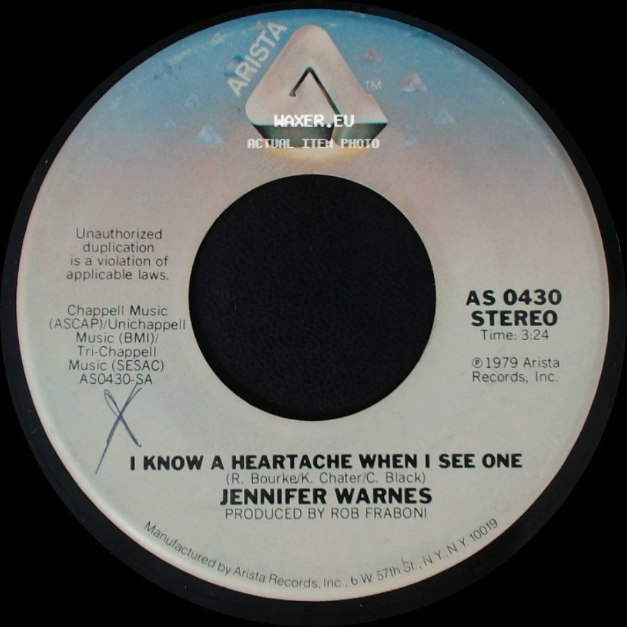 Jennifer Warnes - I Know A Heartache When I See One / Frankie In The Rain side A
