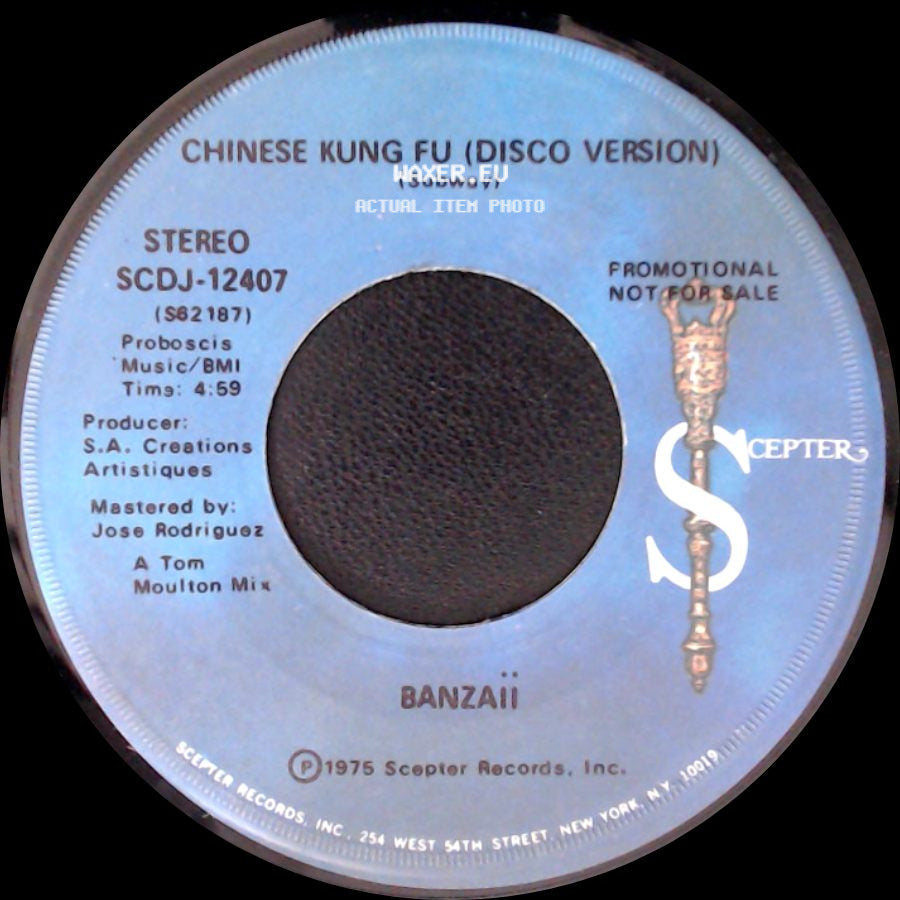 Banzaii - Chinese Kung Fu (Subway) / Chinese Kung Fu (Disco Version) side B