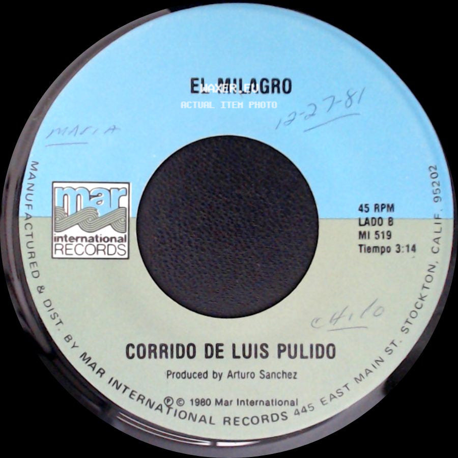 El Milagro - Seis Pies Abajo / Corrido De Luis Pulido side B