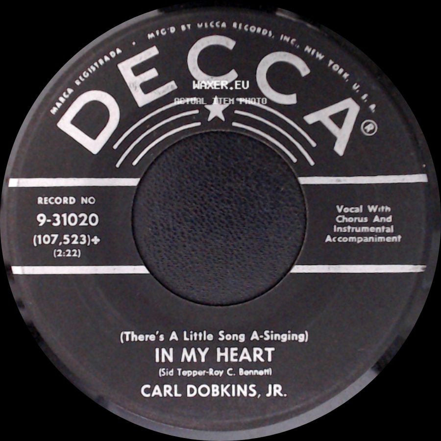 Carl Dobkins, Jr. - Lucky Devil / In My Heart (There's A Little Song A-Singing) side B