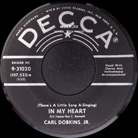 Carl Dobkins, Jr. - Lucky Devil / In My Heart (There's A Little Song A-Singing) side B
