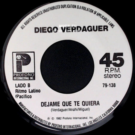 Diego Verdaguer - De Tanto Soñar / Dejame Que Te Quiera side B