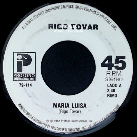 Rigo Tovar - Maria Luisa / Vuelve A Encender Mi Fuego side A