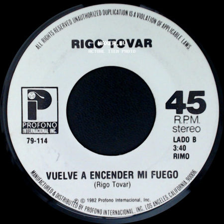Rigo Tovar - Maria Luisa / Vuelve A Encender Mi Fuego side B