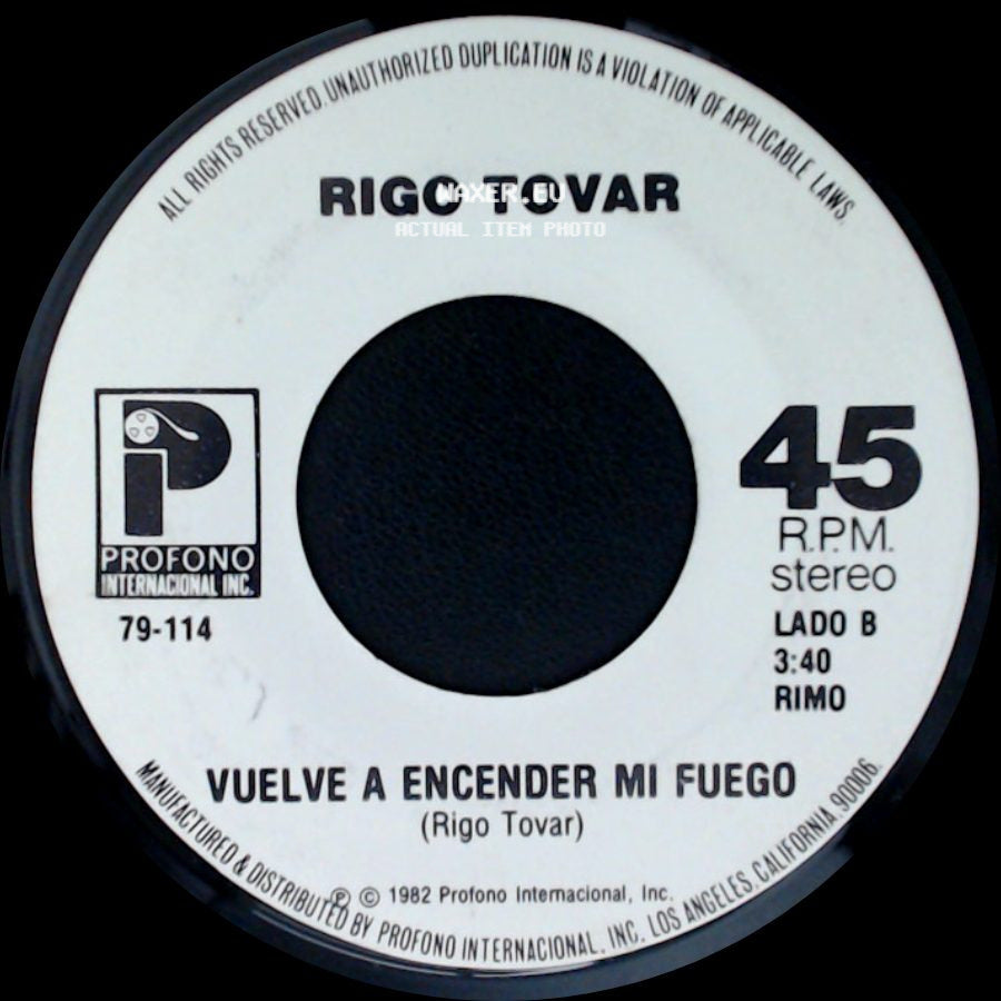 Rigo Tovar - Maria Luisa / Vuelve A Encender Mi Fuego side B