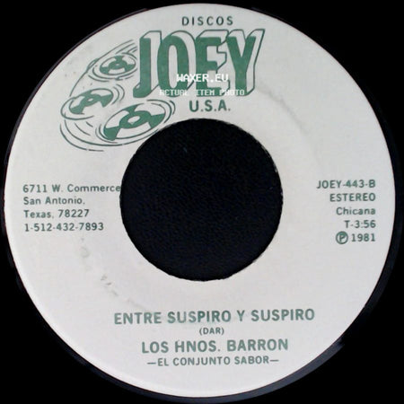Los Hnos Barron - El Conjunto Sabor / Los Hnos. Barron - El Hijo De Susana / Entre Suspiro Y Suspiro side B