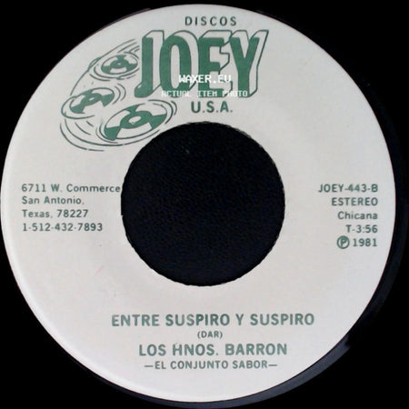 Los Hnos. Barron - El Hijo De Susana / Entre Suspiro Y Suspiro side B