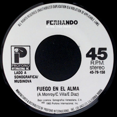 Fernando - Fuego En El Alma / Lagrimas De Amor side A