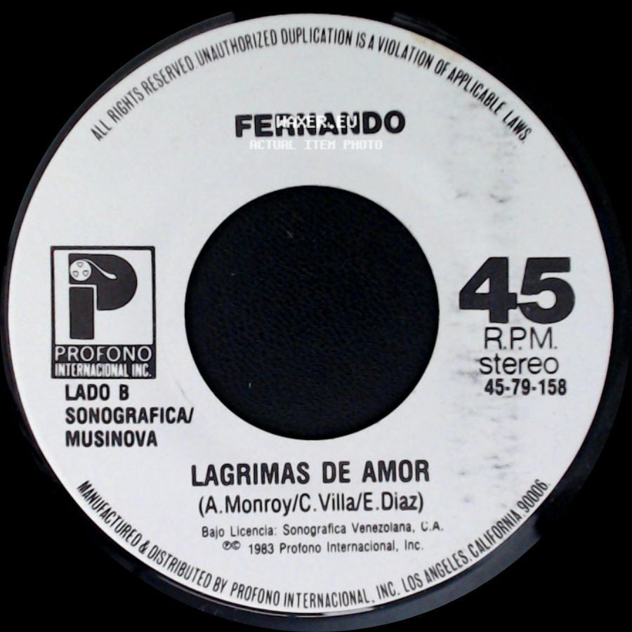 Fernando - Fuego En El Alma / Lagrimas De Amor side B