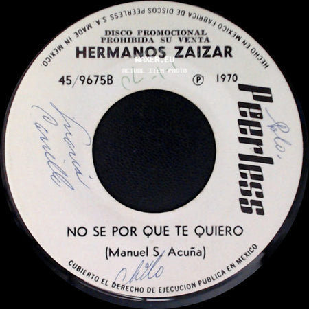 Hermanos Zaizar - Imposible Olvidarte / No Se Por Que Te Quiero side B