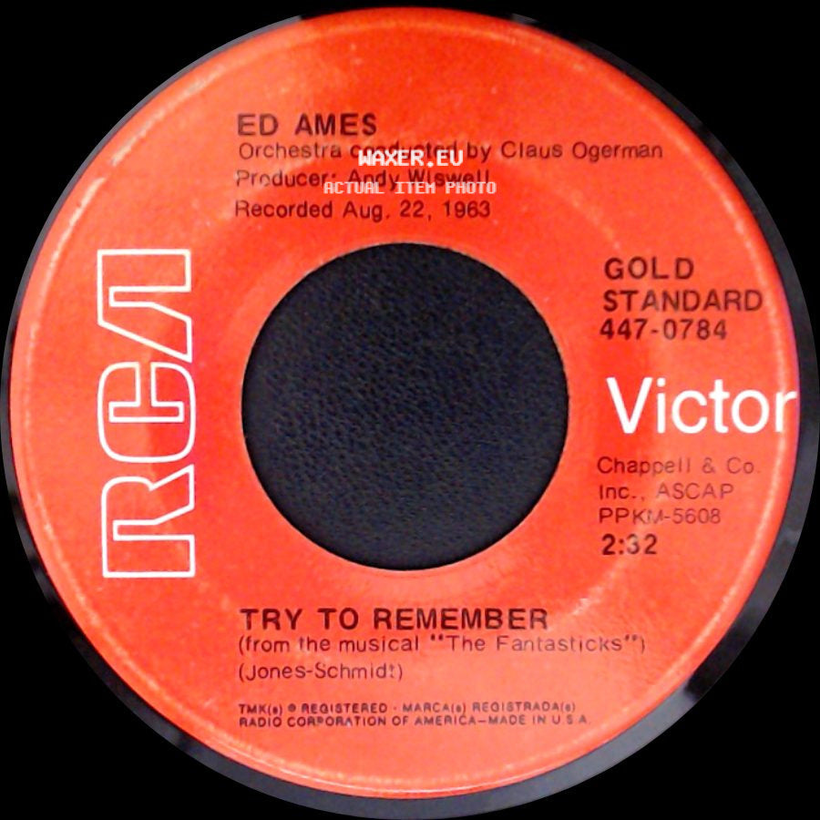 Ed Ames - My Cup Runneth Over / Try To Remember side B