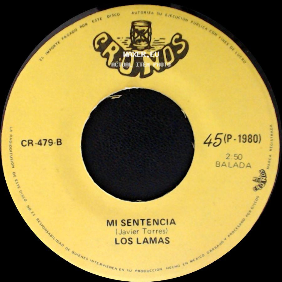 Los Lamas - Gotitas De Tristeza / Mi Sentencia side B