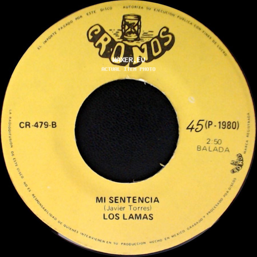 Los Lamas - Gotitas De Tristeza / Mi Sentencia side B