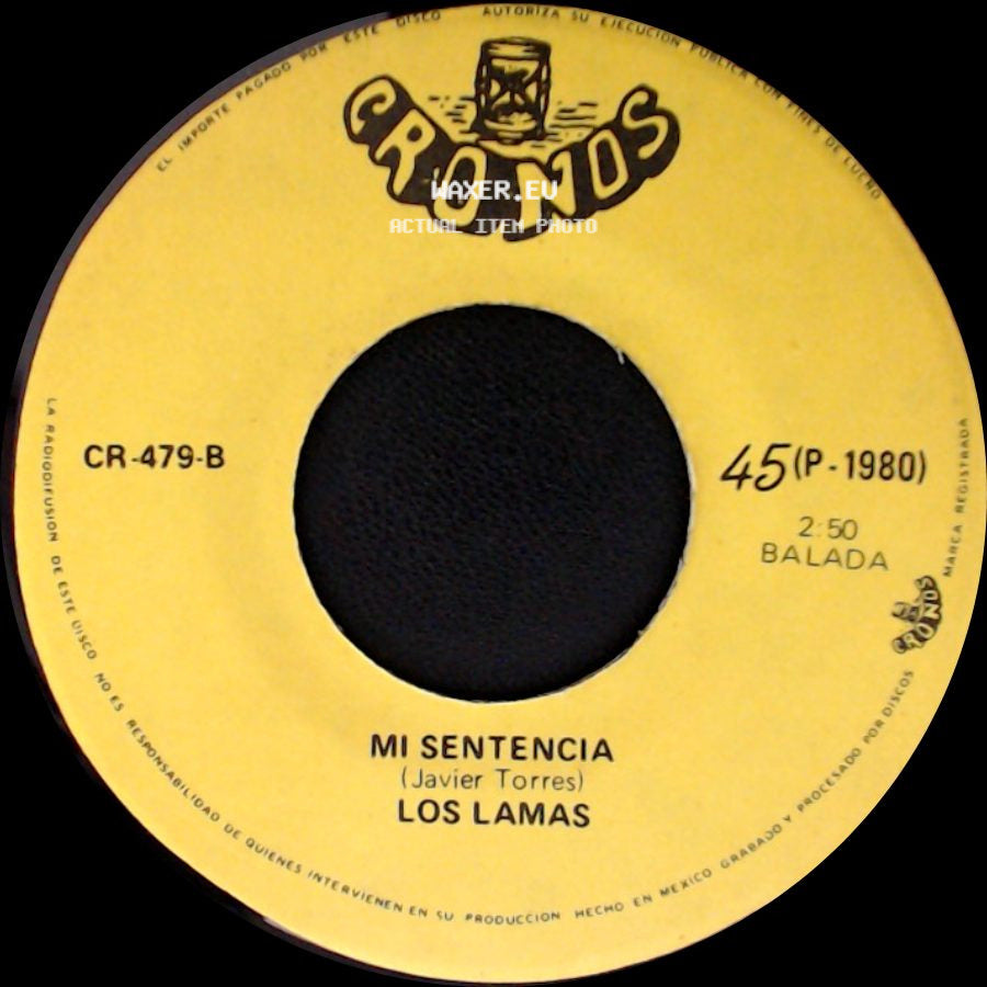 Los Lamas - Gotitas De Tristeza / Mi Sentencia side B