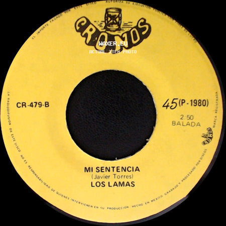 Los Lamas - Gotitas De Tristeza / Mi Sentencia side B