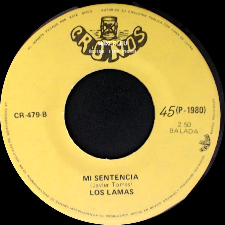 Los Lamas - Gotitas De Tristeza / Mi Sentencia side B