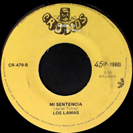 Los Lamas - Gotitas De Tristeza / Mi Sentencia side B