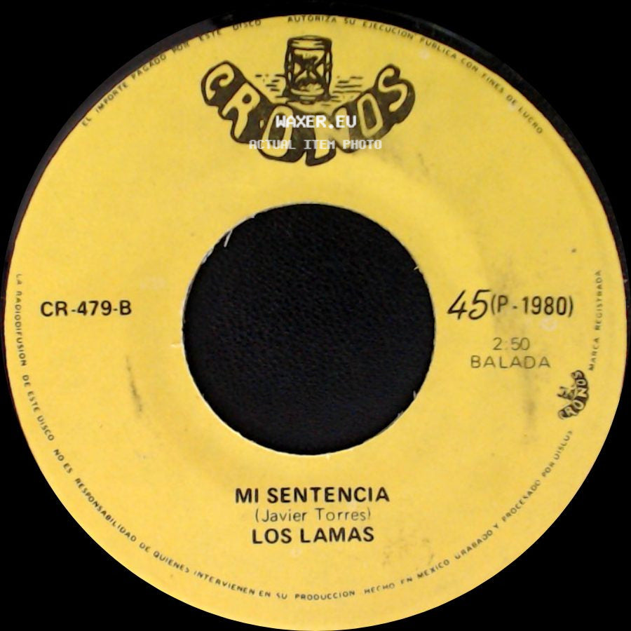 Los Lamas - Gotitas De Tristeza / Mi Sentencia side B
