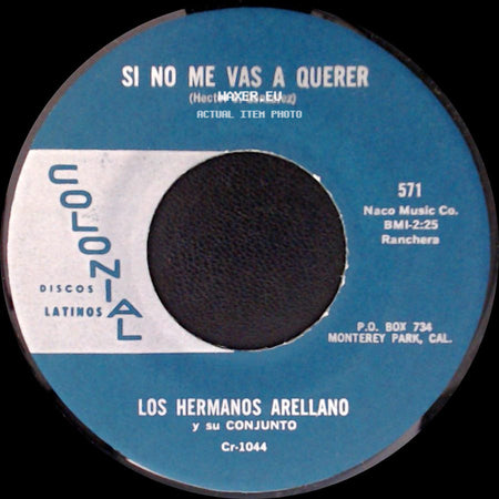 Los Hermanos Arellano Y Su Conjunto - Celoso "Jealous Heart" / Si No Me Vas A Querer side B
